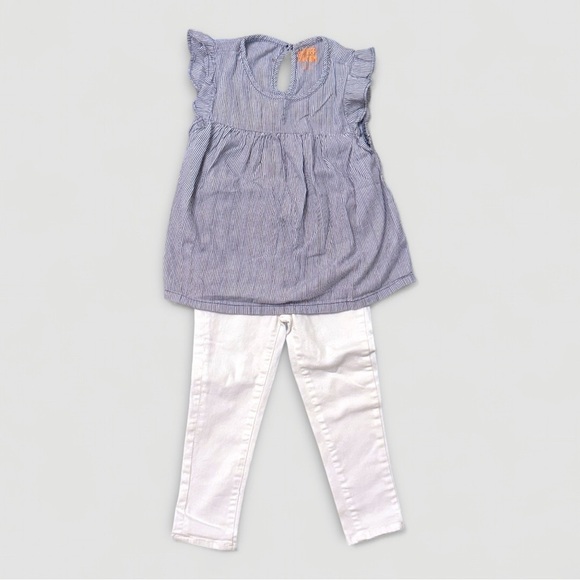 7 For All Mankind Other - 7 For All Mankind White Denim Pants & Harper Canyon Ruffle Top – 4T Outfit
